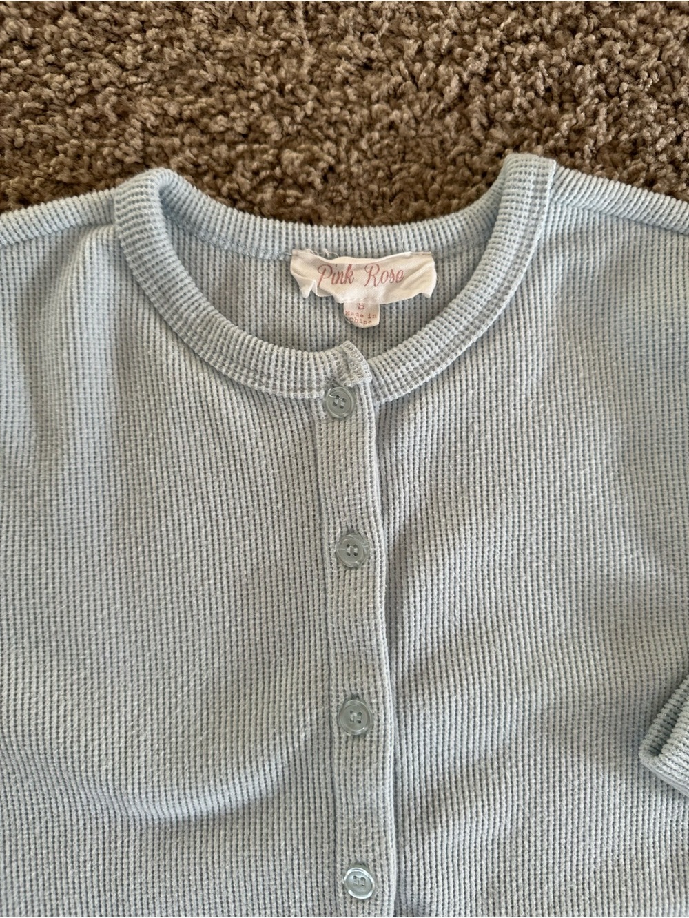 Light Blue Ribbed Button-Front Sleep Set - Women's Intimates - Picture 4 of 5